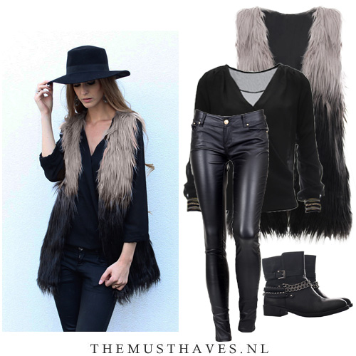 Dip dye harig gilet