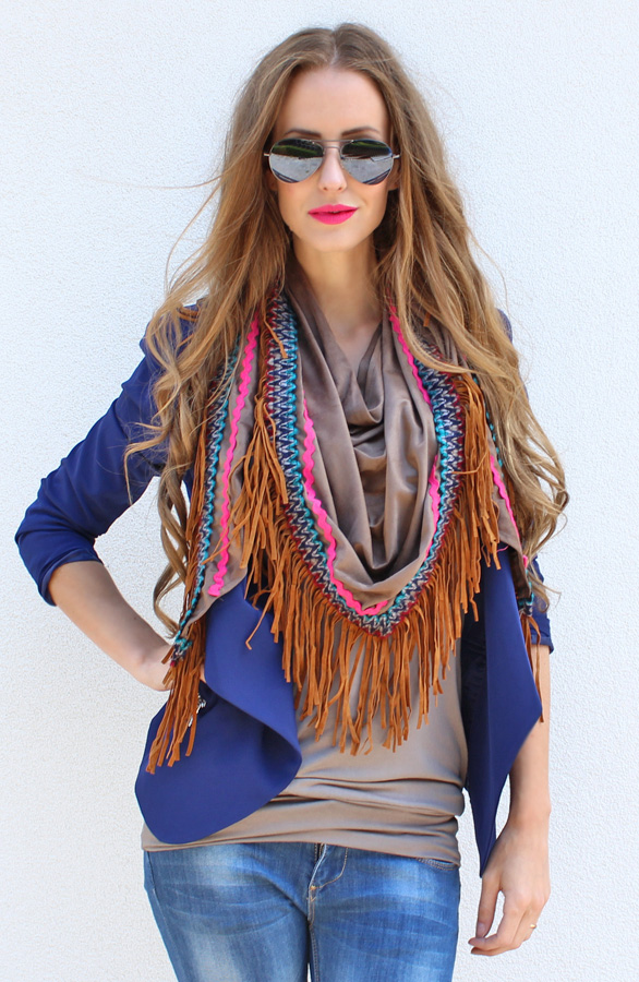 aztec sjaal met franjes dames