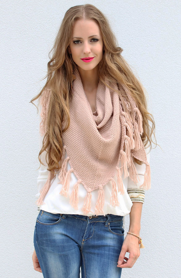 gehaakte sjaal pastel roze