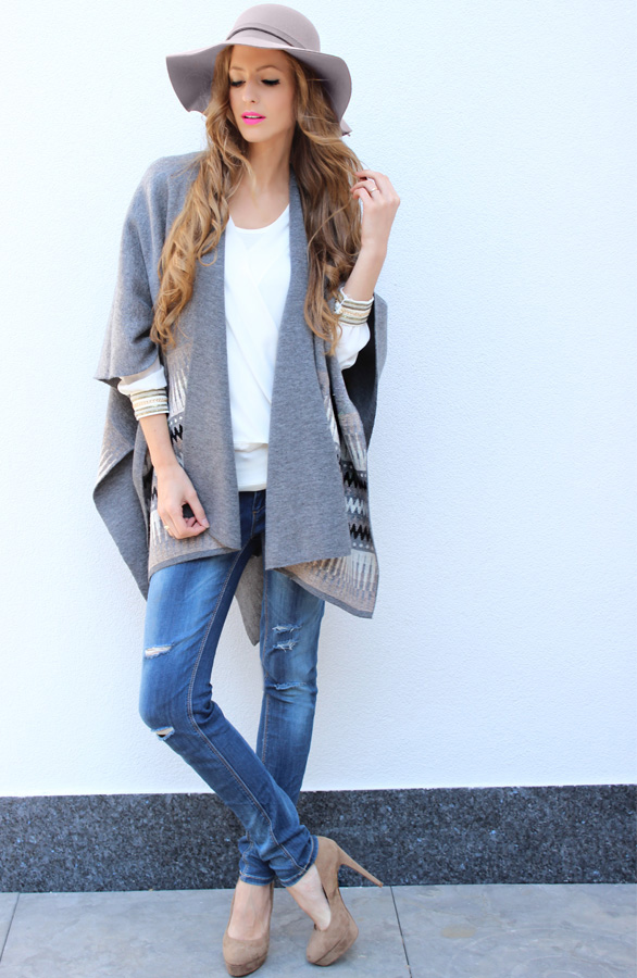 omslag cape met print dames