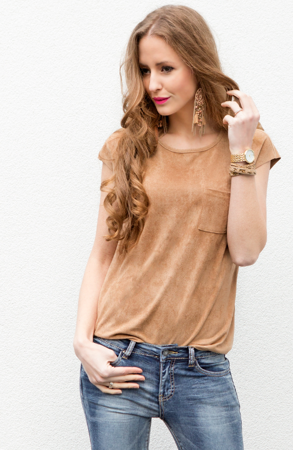 suedine top camel