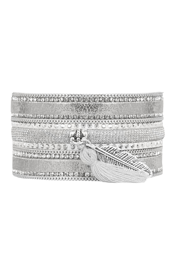 Wrap Bracelet Strass Grijs