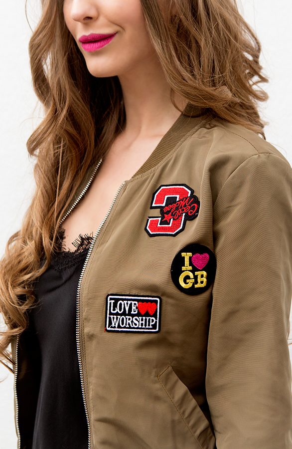 bomberjacket met patchwork