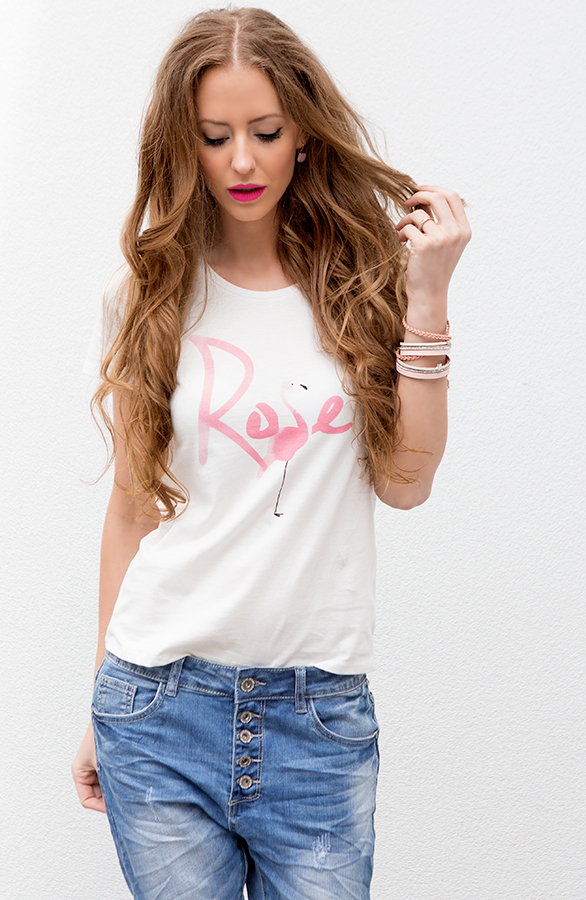 tshirt met flamingo roze