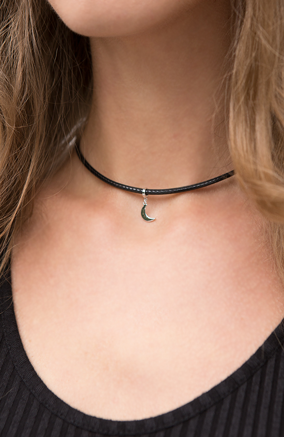 choker ketting maan zilver