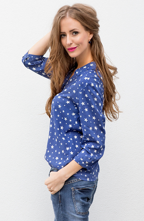 sterren blouse blauw